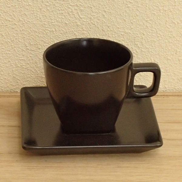 コーヒーカップソーサー ストーン スクエアーマットブラック 洋食器 業務用食器 商品番号：k491552-491555
