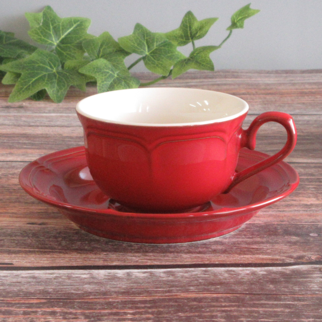 ティーカップ ソーサー おしゃれ 赤 カップアンドソーサー 175ml 陶器