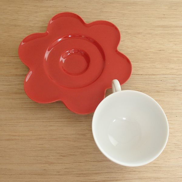 コーヒーカップソーサー 白 ソーサー（レッド）　Fleurフルール 洋食器 業務用食器 STUDIO010 商品番号：sfu-006-013