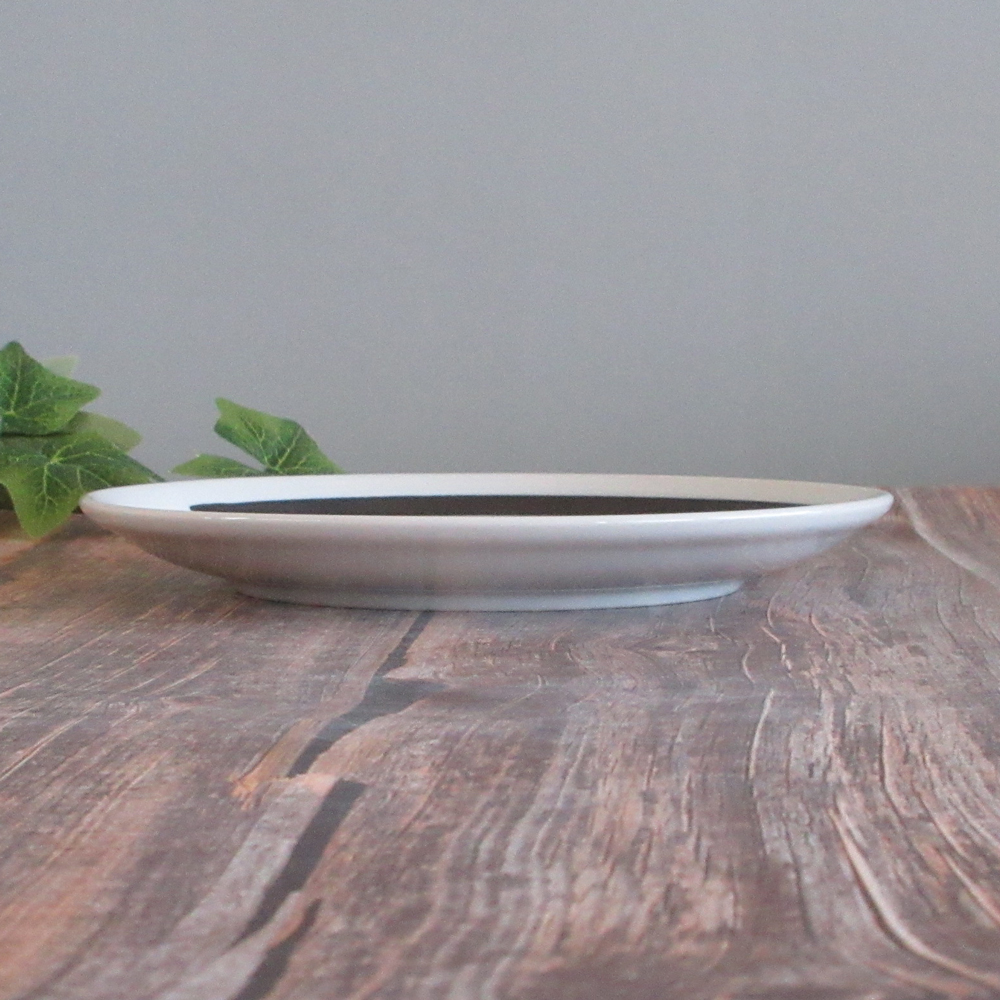 黒刷毛目ライン メタ玉19cm皿 真横