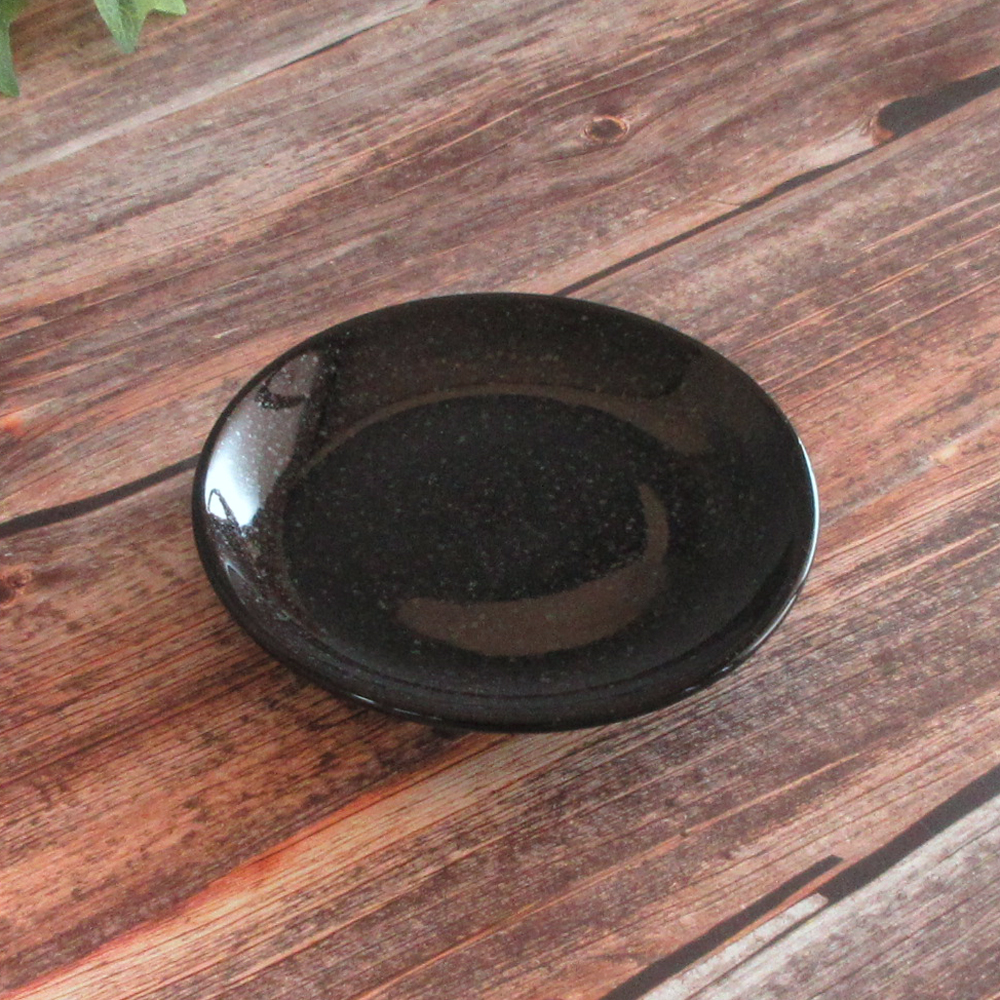 黒中華 黒御影 メタ玉19cm皿 斜め上