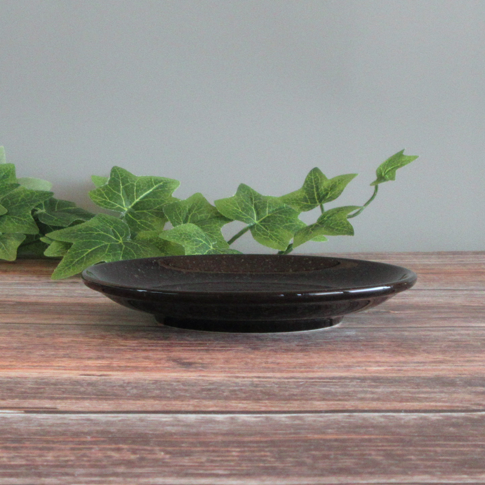 黒中華 黒御影 メタ玉19cm皿 真横