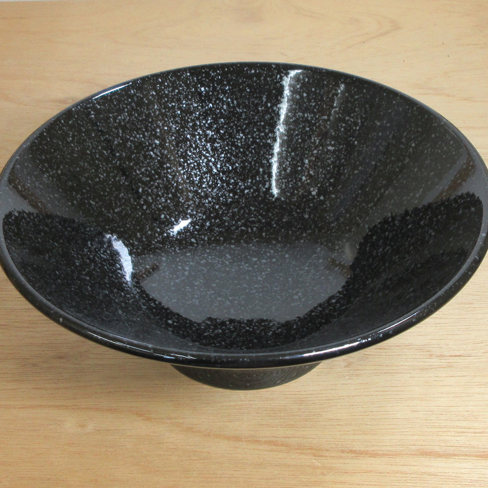 黒中華 黒御影 25cm丼 斜め上