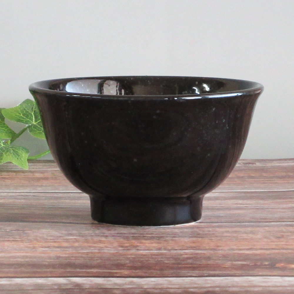 黒中華 黒御影 反14cm深丼 真横