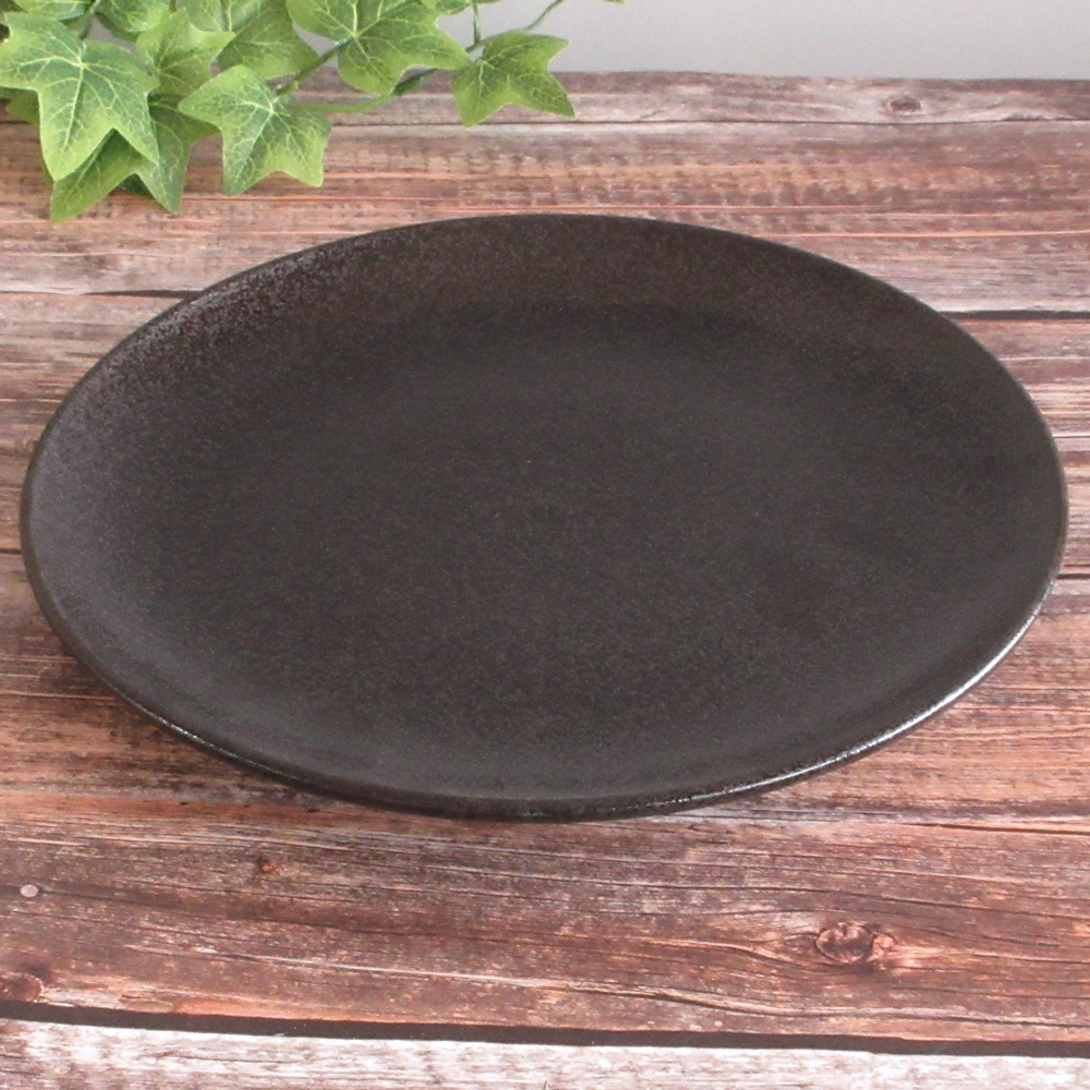 和風中華 黒耀 メタ玉26cm皿 斜め上