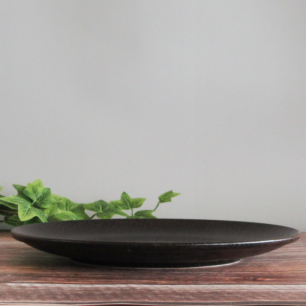 和風中華 黒耀 メタ玉26cm皿 真横