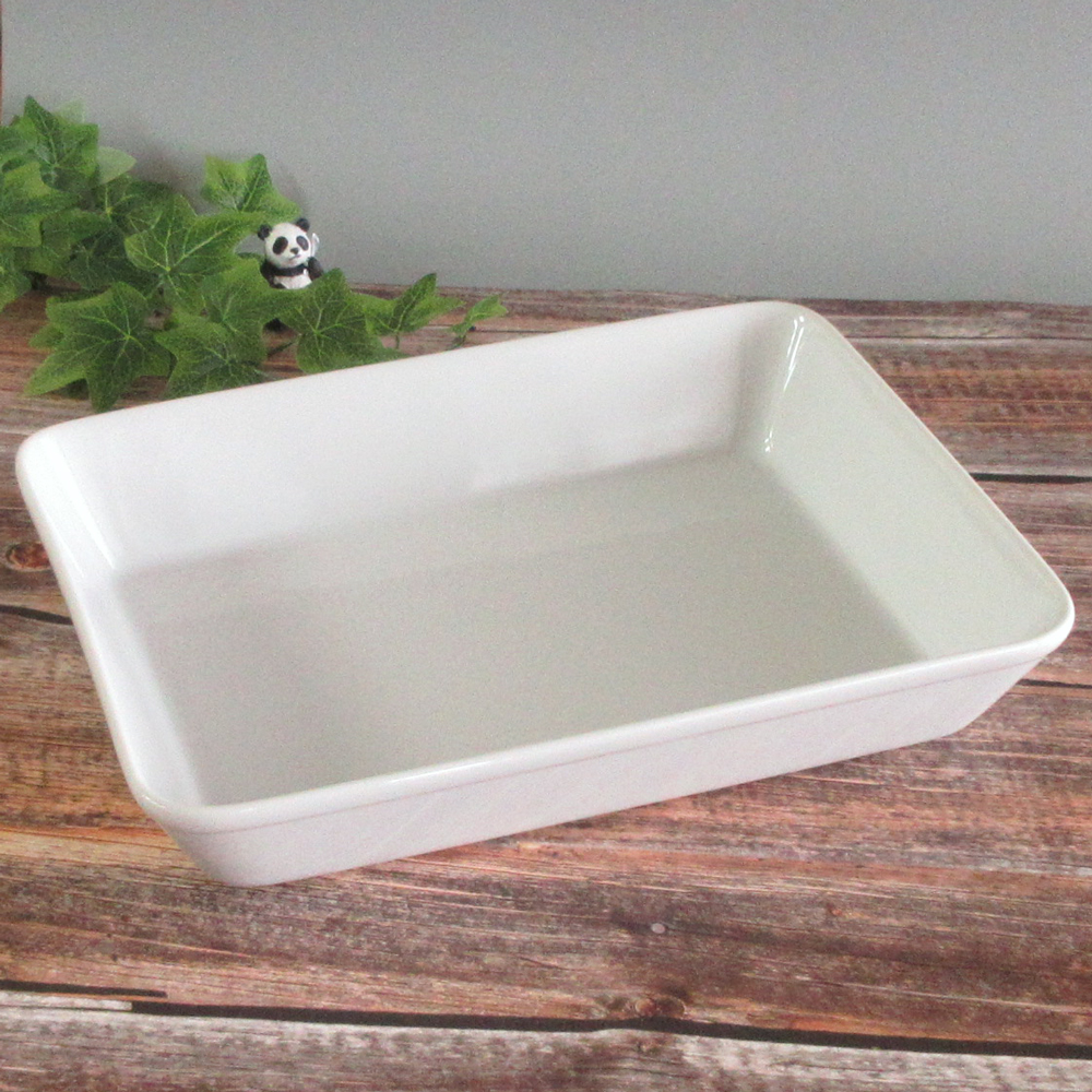 ラザニア皿 白 大 横